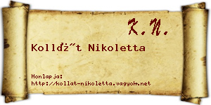 Kollát Nikoletta névjegykártya